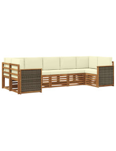 Set divano sezionale con cuscino 6 pcs Naturale e Crema