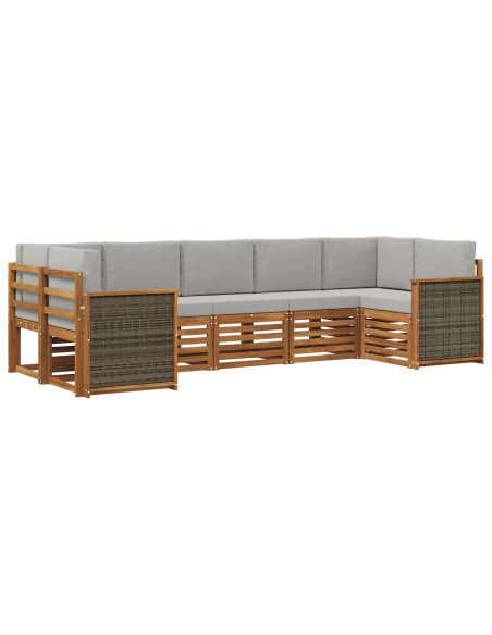 Set divano sezionale con cuscino 6 pcs Naturale e Grigio Chiaro