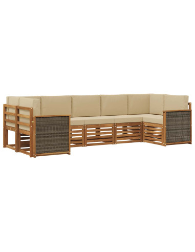 Set divano sezionale con cuscino 6 pcs Naturale