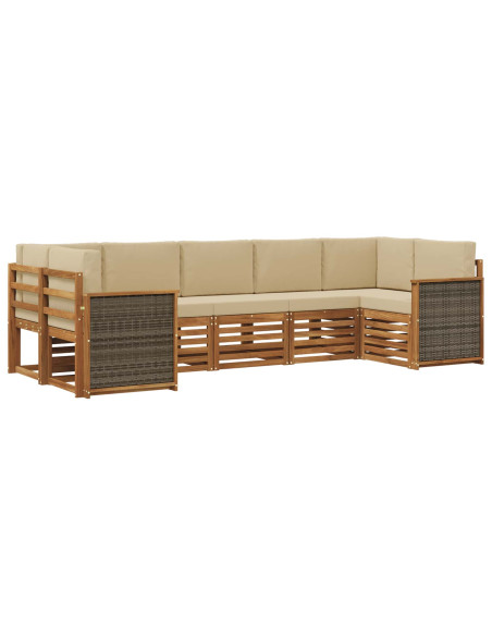 Set divano sezionale con cuscino 6 pcs Naturale