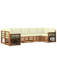 Set divano sezionale con cuscino 6 pcs Naturale e Crema