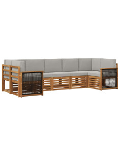 Set divano sezionale con cuscino 6 pcs Naturale e Grigio Chiaro