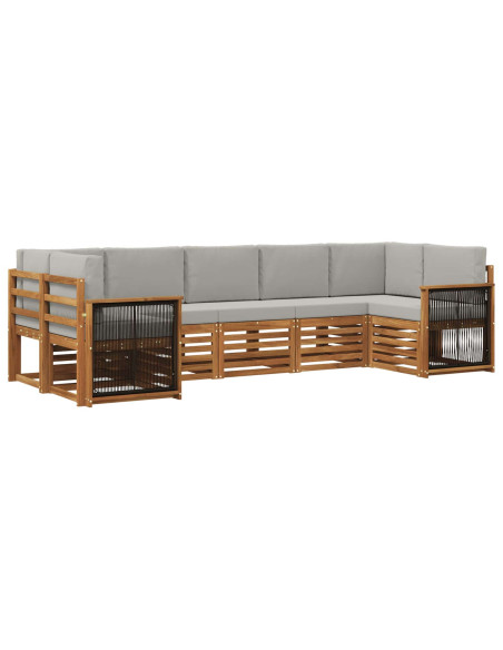 Set divano sezionale con cuscino 6 pcs Naturale e Grigio Chiaro