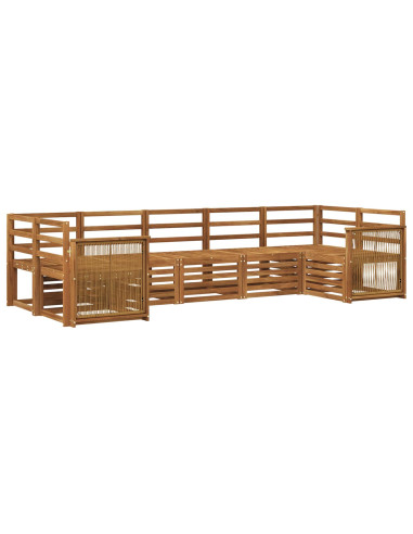 Set divano sezionale 6 pcs Naturale Legno di Acacia Massello