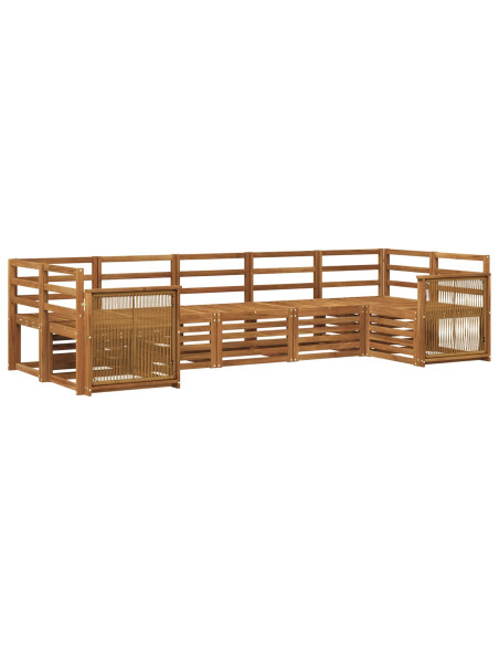 Set divano sezionale 6 pcs Naturale Legno di Acacia Massello