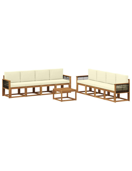 Set di divani da esterno con cuscino 7 pcs Naturale e Crema