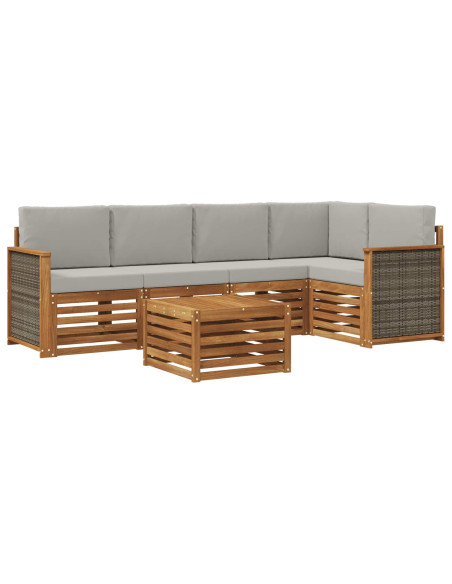 Set divano sezionale con cuscino 5 pcs Naturale e Grigio Chiaro