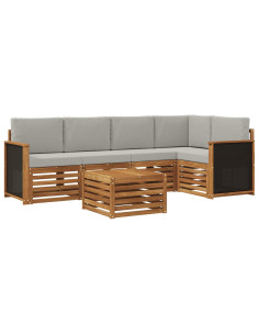 Set divano sezionale con cuscino 5 pcs Naturale e Grigio Chiaro
