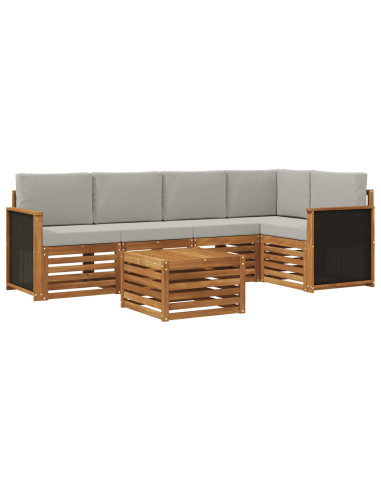 Set divano sezionale con cuscino 5 pcs Naturale e Grigio Chiaro