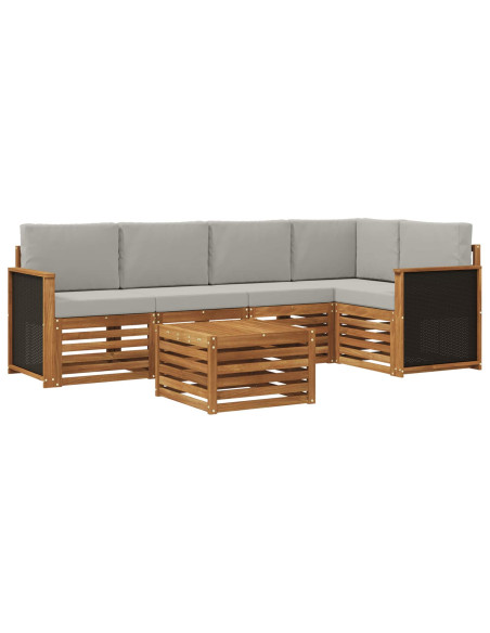 Set divano sezionale con cuscino 5 pcs Naturale e Grigio Chiaro