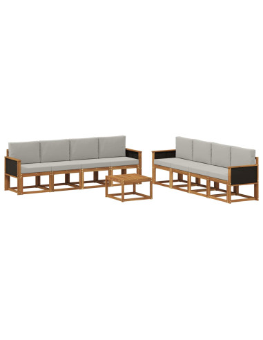 Set di divani da esterno 7 pcs Naturale e Grigio Chiaro