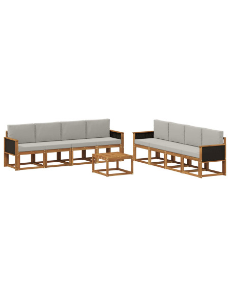 Set di divani da esterno 7 pcs Naturale e Grigio Chiaro