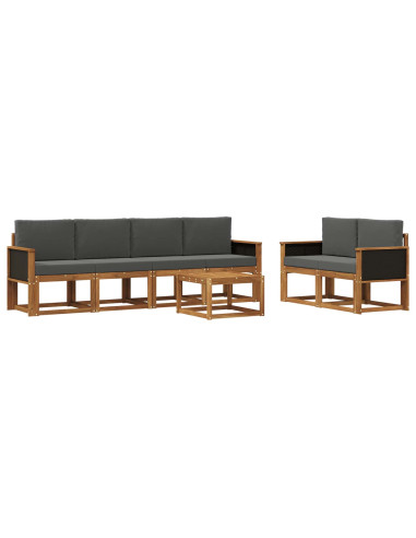 Set di divani da esterno con cuscino 6 pcs Naturale e Antracite