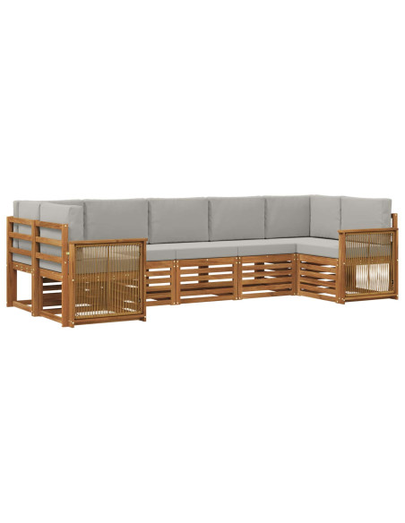 Set divano sezionale con cuscino 6 pcs Naturale e Grigio Chiaro