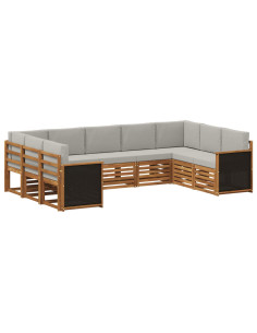 Set divano sezionale con cuscino 7 pcs Naturale e Grigio Chiaro