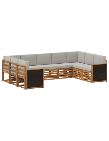 Set divano sezionale con cuscino 7 pcs Naturale e Grigio Chiaro