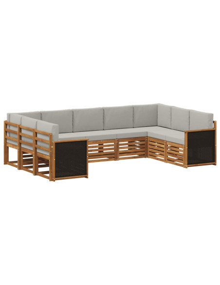 Set divano sezionale con cuscino 7 pcs Naturale e Grigio Chiaro