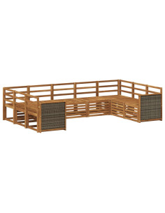 Set divano sezionale 7 pcs Naturale Legno di Acacia Massello