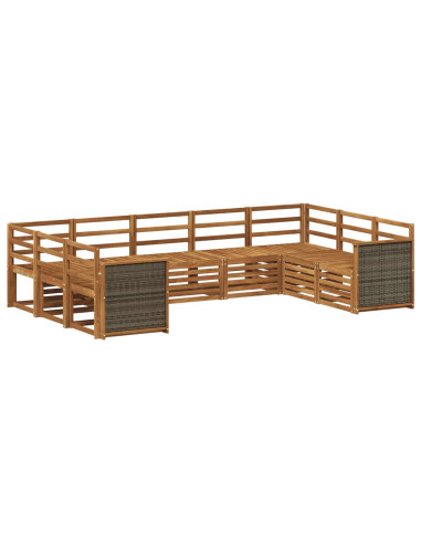Set divano sezionale 7 pcs Naturale Legno di Acacia Massello