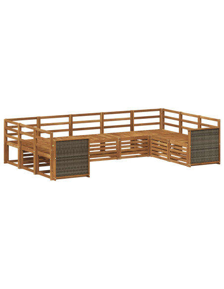 Set divano sezionale 7 pcs Naturale Legno di Acacia Massello