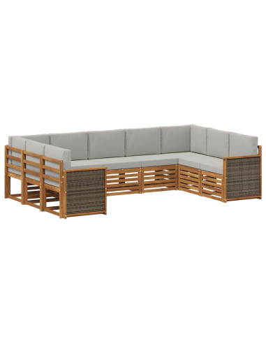 Set divano sezionale con cuscino 7 pcs Naturale e Grigio Chiaro