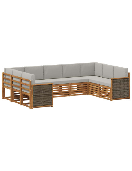 Set divano sezionale con cuscino 7 pcs Naturale e Grigio Chiaro