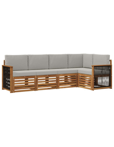 Set divano sezionale con cuscino 4 pcs Naturale e Grigio Chiaro