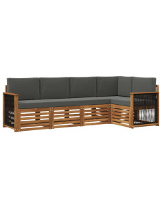 Set divano sezionale con cuscino 4 pcs Naturale e Antracite