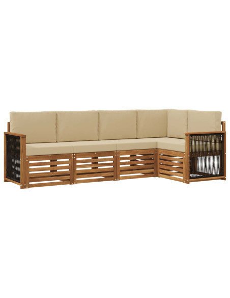 Set divano sezionale con cuscino 4 pcs Naturale