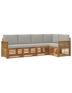 Set divano sezionale con cuscino 4 pcs Naturale e Grigio Chiaro