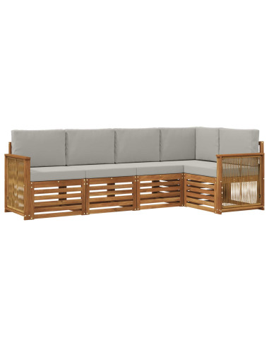 Set divano sezionale con cuscino 4 pcs Naturale e Grigio Chiaro