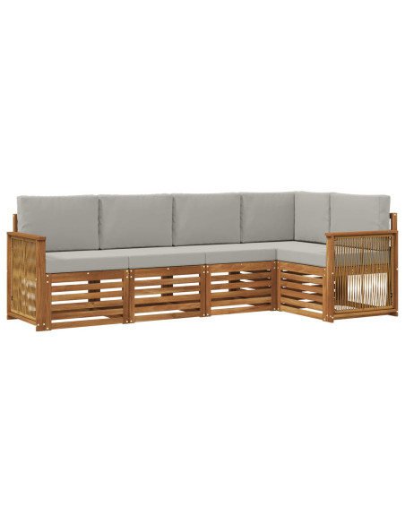 Set divano sezionale con cuscino 4 pcs Naturale e Grigio Chiaro