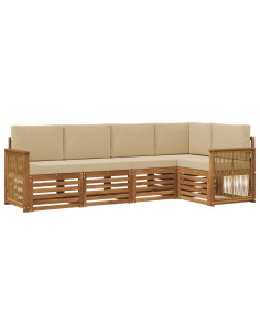 Set divano sezionale con cuscino 4 pcs Naturale