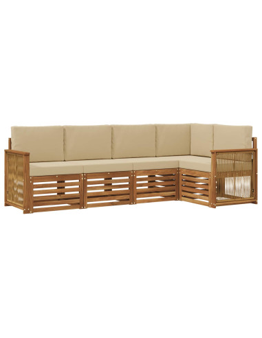 Set divano sezionale con cuscino 4 pcs Naturale