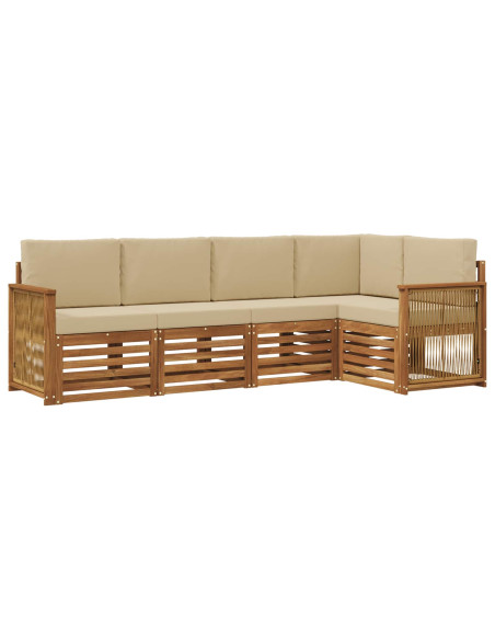 Set divano sezionale con cuscino 4 pcs Naturale