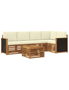 Set divano sezionale con cuscino 5 pcs Naturale e Crema