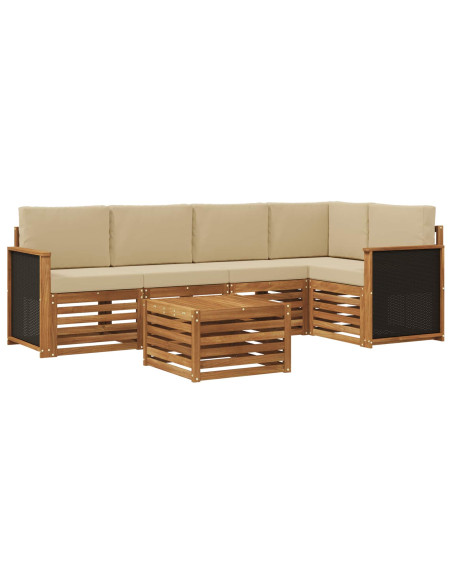 Set divano sezionale con cuscino 5 pcs Naturale