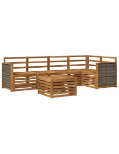 Set divano sezionale 5 pcs Naturale Legno di Acacia Massello