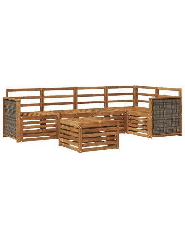 Set divano sezionale 5 pcs Naturale Legno di Acacia Massello