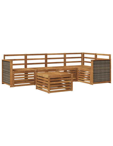 Set divano sezionale 5 pcs Naturale Legno di Acacia Massello