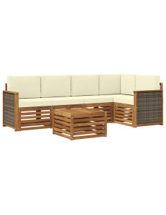 Set divano sezionale con cuscino 5 pcs Naturale e Crema