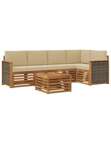 Set divano sezionale con cuscino 5 pcs Naturale