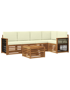 Set divano sezionale con cuscino 5 pcs Naturale e Crema