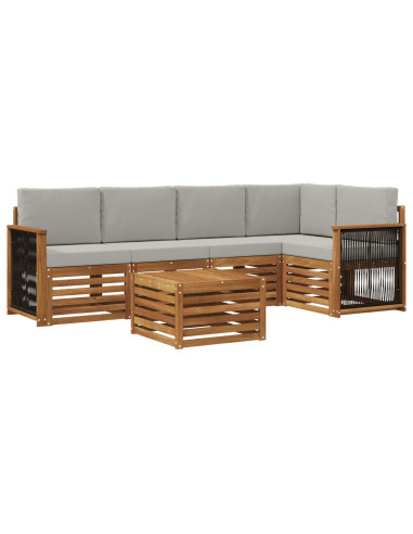 Set divano sezionale con cuscino 5 pcs Naturale e Grigio Chiaro
