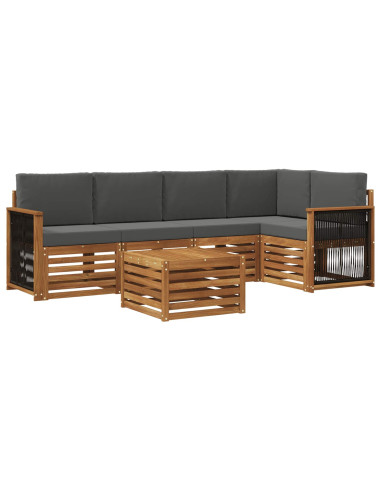 Set divano sezionale con cuscino 5 pcs Naturale e Antracite