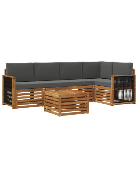Set divano sezionale con cuscino 5 pcs Naturale e Antracite