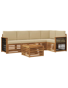 Set divano sezionale con cuscino 5 pcs Naturale