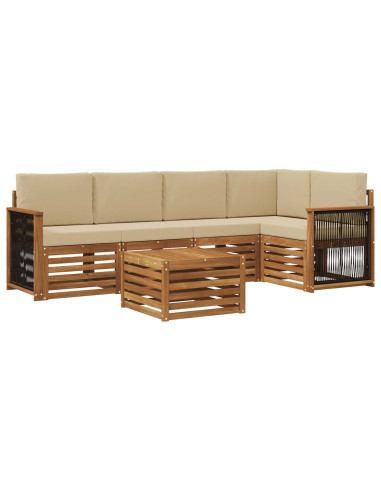Set divano sezionale con cuscino 5 pcs Naturale