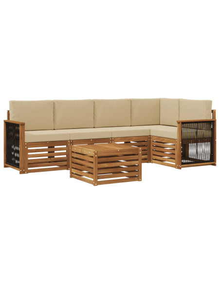 Set divano sezionale con cuscino 5 pcs Naturale
