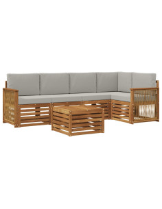 Set divano sezionale con cuscino 5 pcs Naturale e Grigio Chiaro